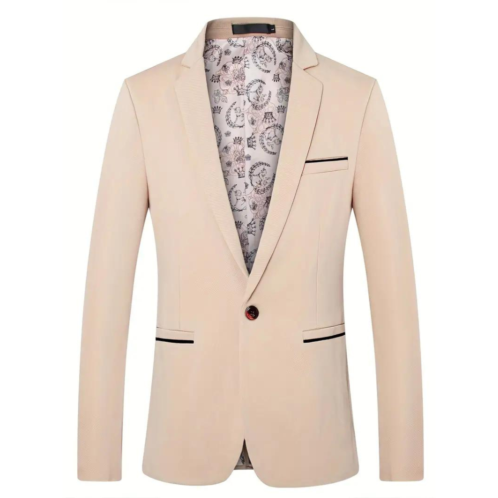 Voorkant beige blazer voor heren
