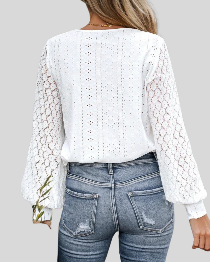 Elegante Blouse met Kant en V-hals