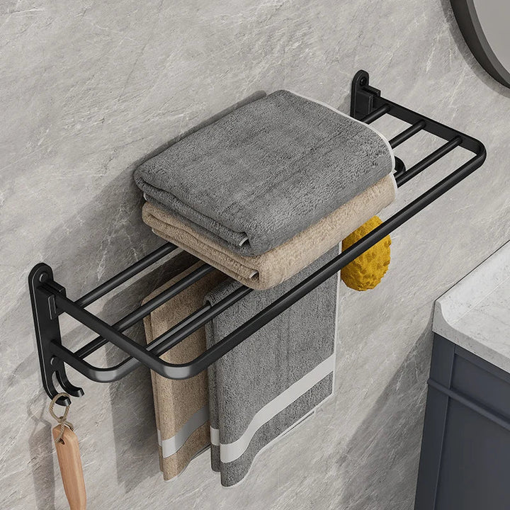 EasyTowel Zwart Inklapbaar Handdoekenrek