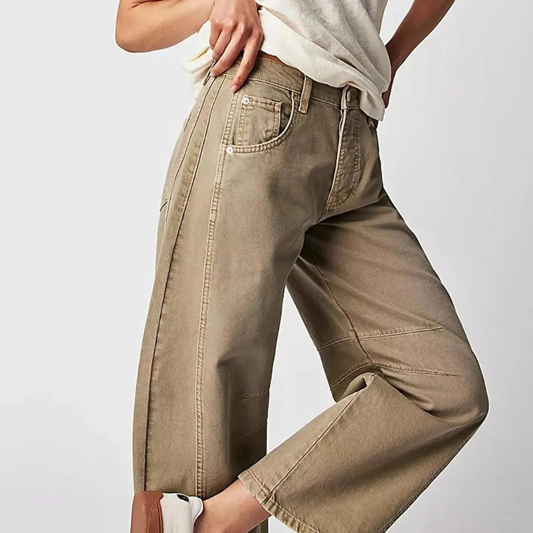 Dames casual wijde jeans – comfortabele stretchdenim, casual broek voor dagelijks gebruik
