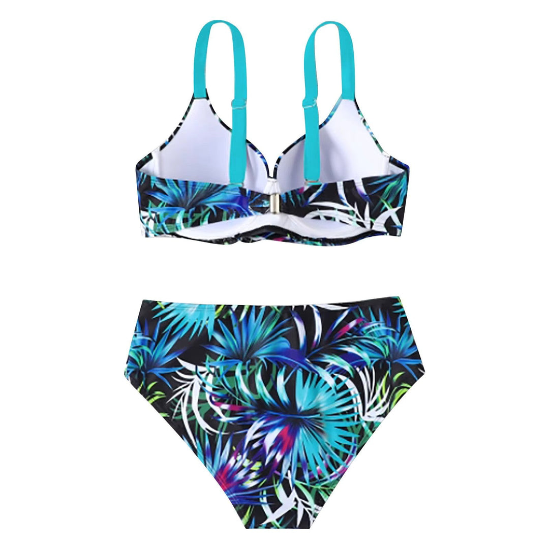 Bikini met Hoge Taille en Bladprint Dames