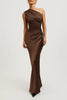 Dames Maxi Jurk One Shoulder met Geplooide Taille