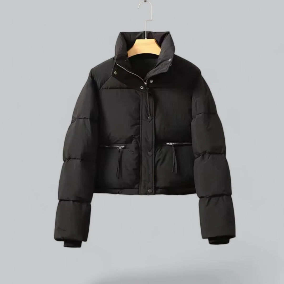 Casual Puffer Korte Winterjas Met Openstaande Kraag Voor Dames - Rachel