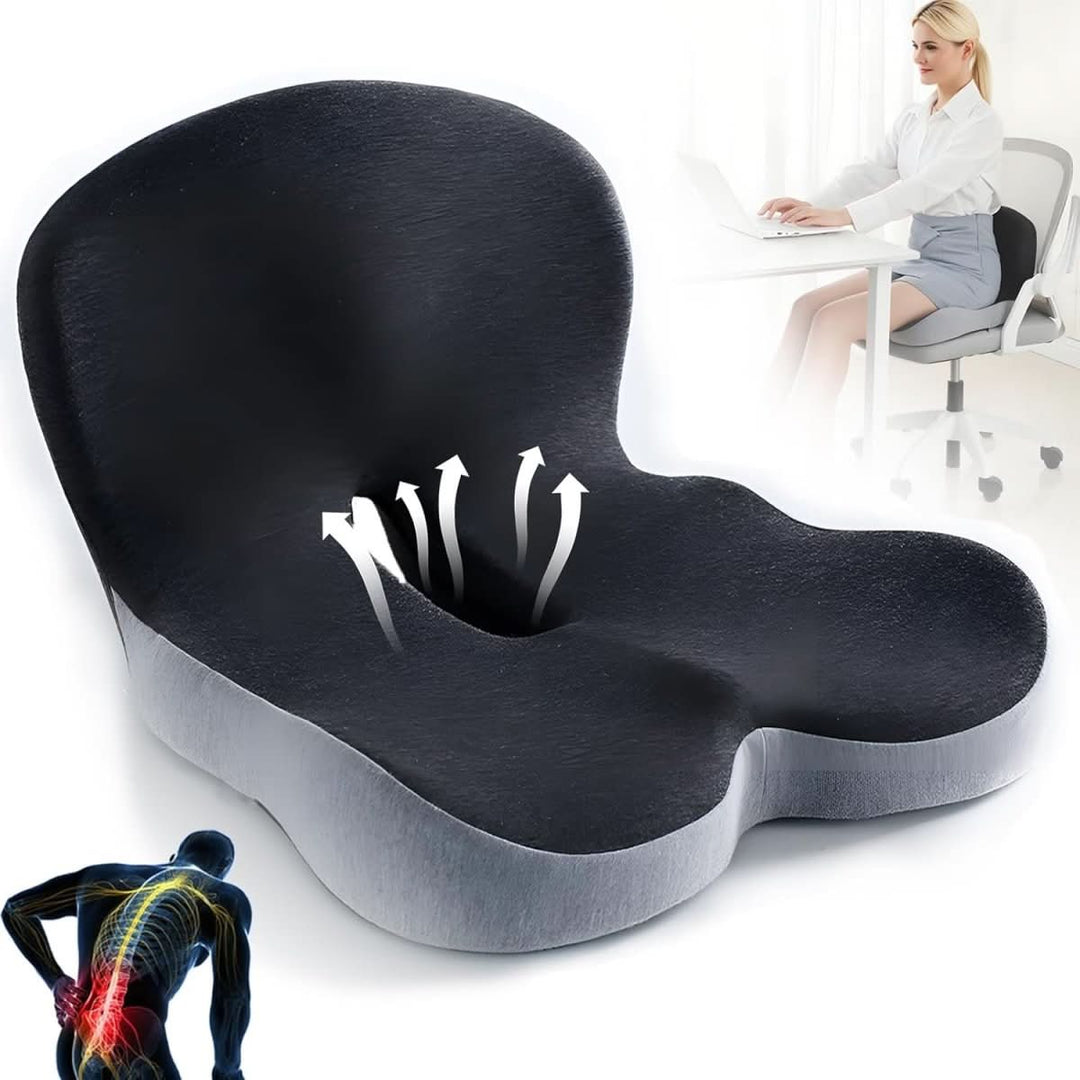 Stoelkussen | Ergonomisch Memory Foam Kussen | Gewichtsondersteunend & Antislip | ErgoComfort