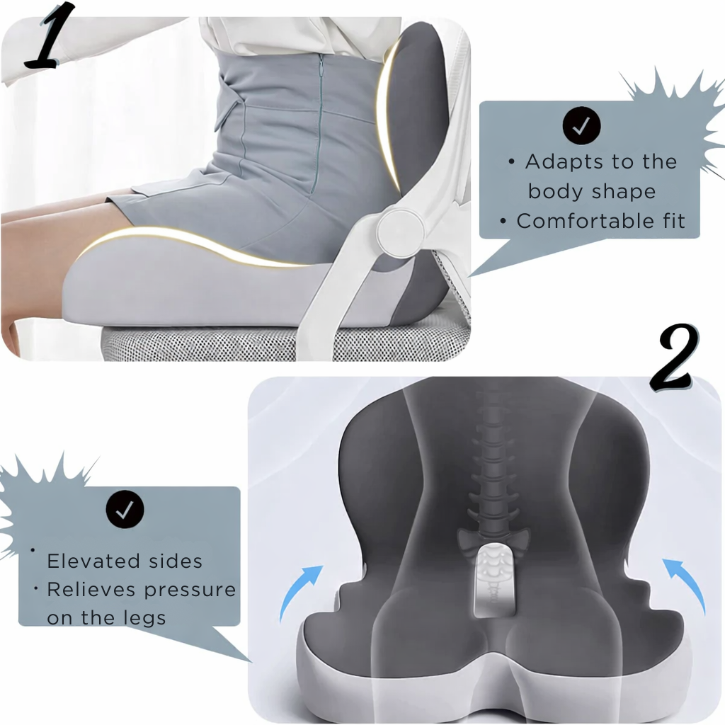 Stoelkussen | Ergonomisch Memory Foam Kussen | Gewichtsondersteunend & Antislip | ErgoComfort