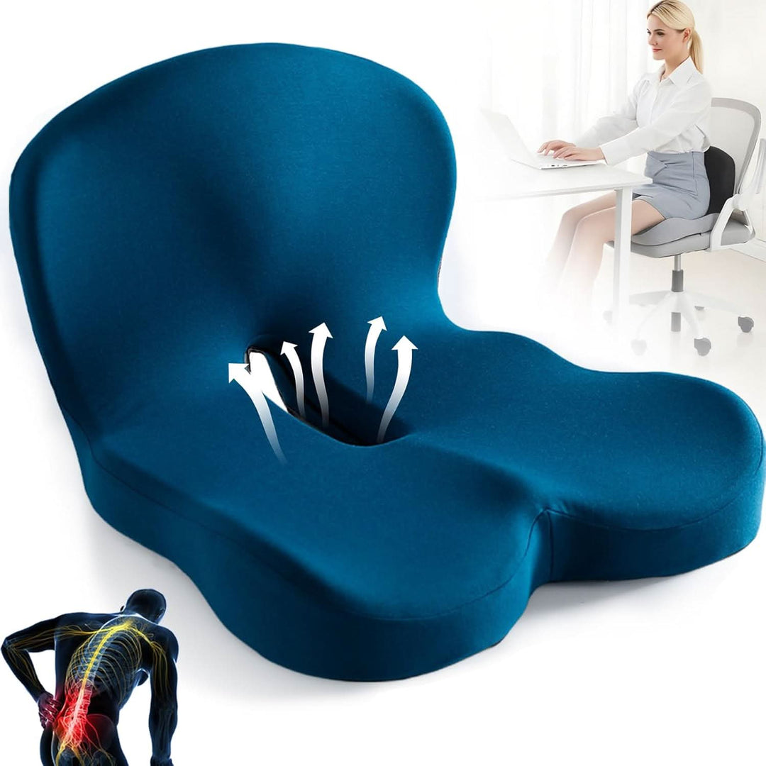 Stoelkussen | Ergonomisch Memory Foam Kussen | Gewichtsondersteunend & Antislip | ErgoComfort