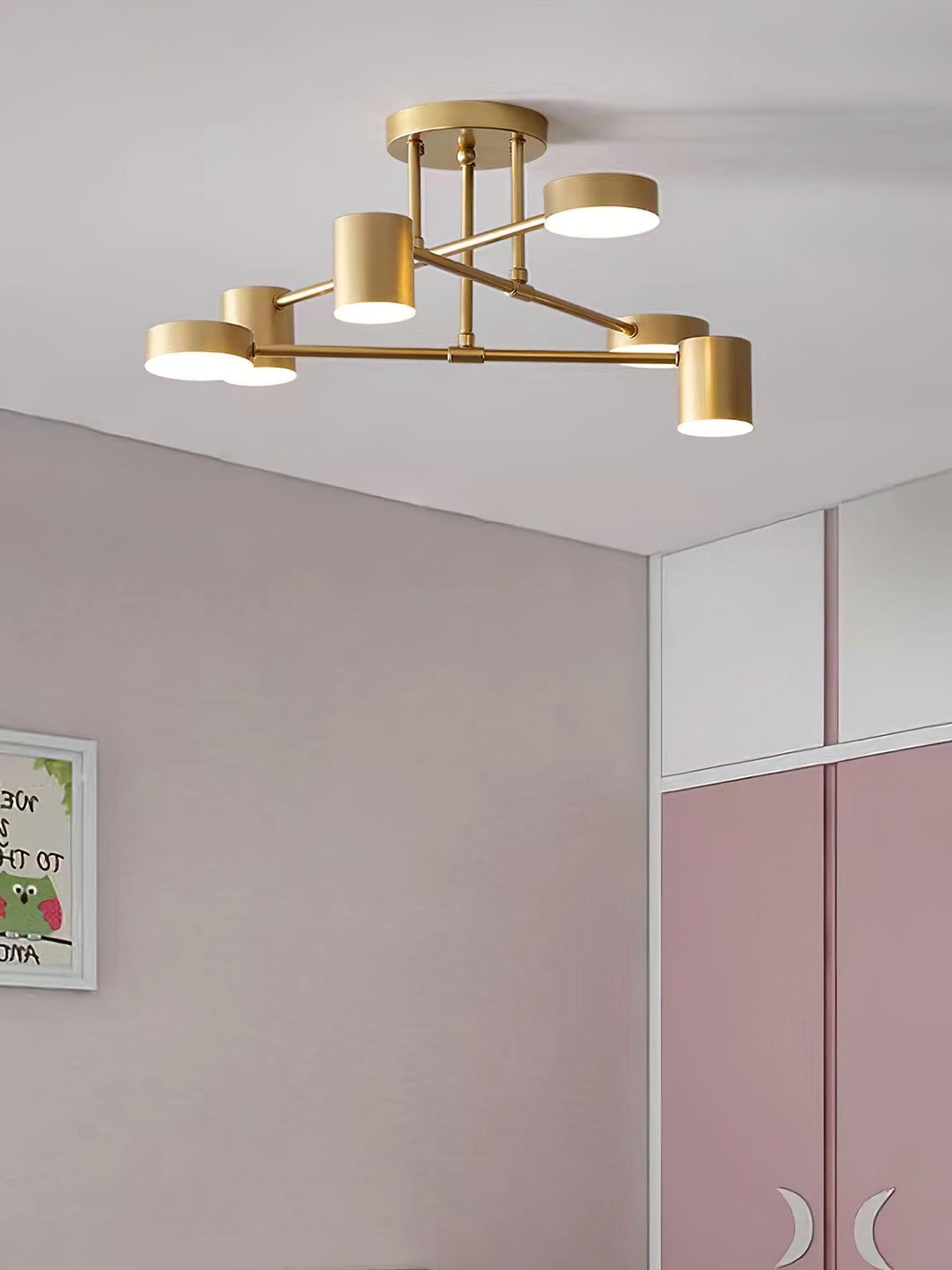 Plafondlamp Sputnik Design met Kruisende Armen en Cilindrische Lichtpunten