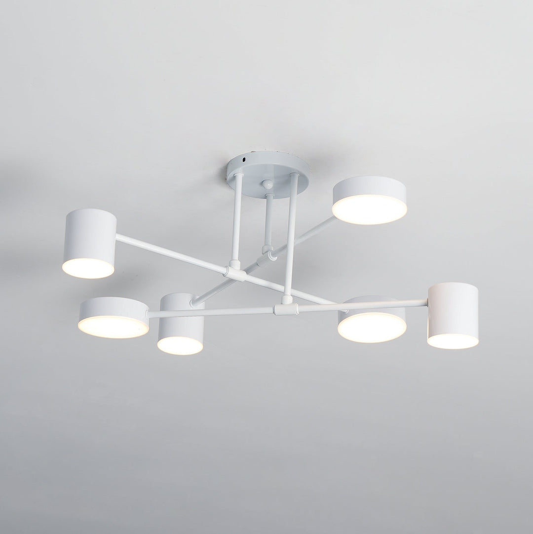 Plafondlamp Sputnik Design met Kruisende Armen en Cilindrische Lichtpunten