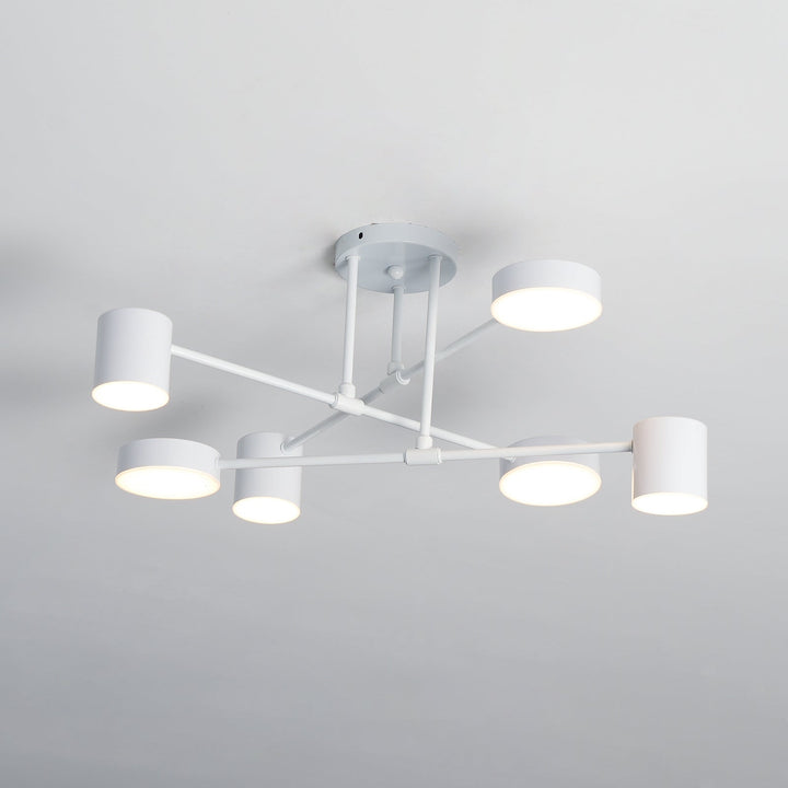 Plafondlamp Sputnik Design met Kruisende Armen en Cilindrische Lichtpunten