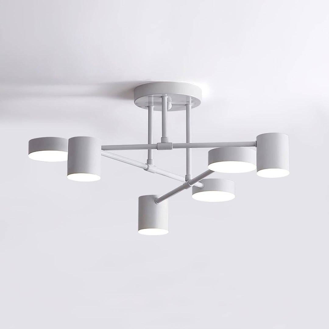 Plafondlamp Sputnik Design met Kruisende Armen en Cilindrische Lichtpunten