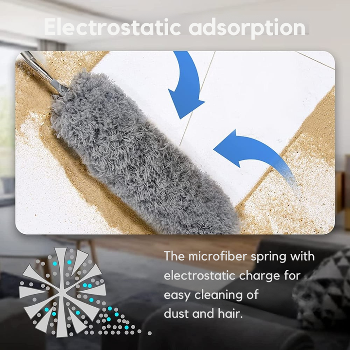 Telescopische Microvezel Stofmop | Extra Lang Bereik | Flexibele Kop | Wasbaar | DustReach