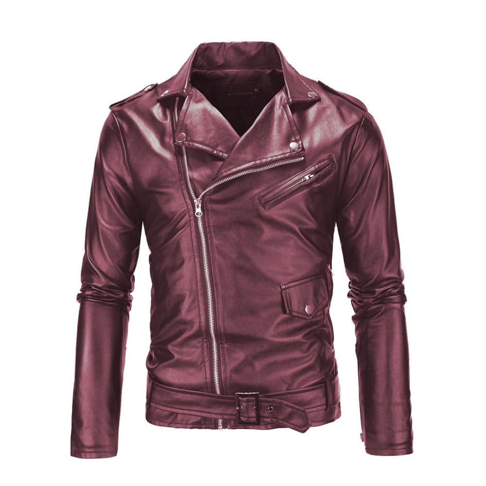 Slim Fit Imitatieleer Jas voor Heren