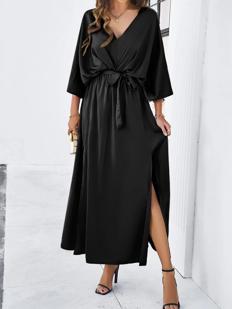 Elegante Midi Jurk met V-Hals voor Bruiloften en Zomerfeesten