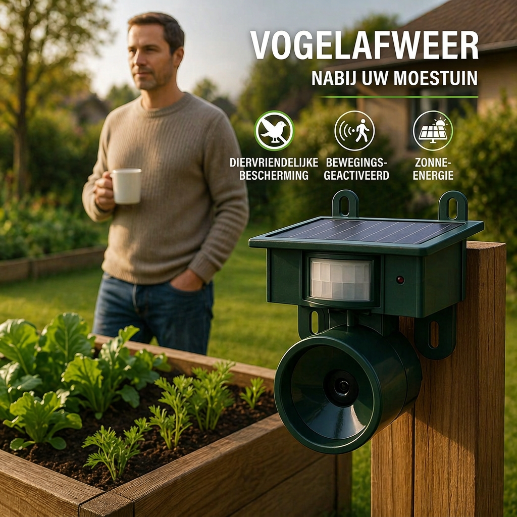Vogelverjager | Bewegingssensor op zonne-energie | Diervriendelijke havikgeluiden