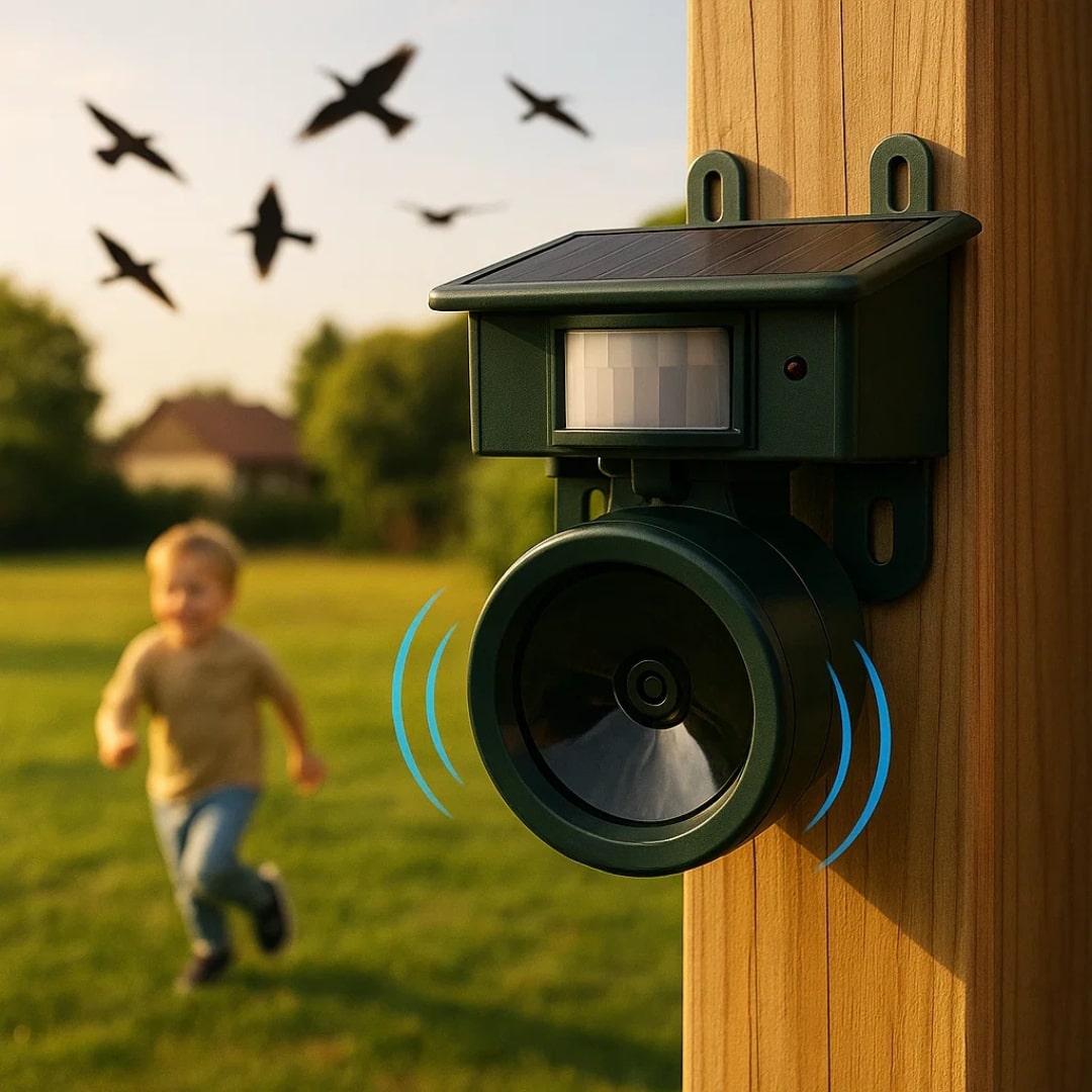 Vogelverjager | Bewegingssensor op zonne-energie | Diervriendelijke havikgeluiden