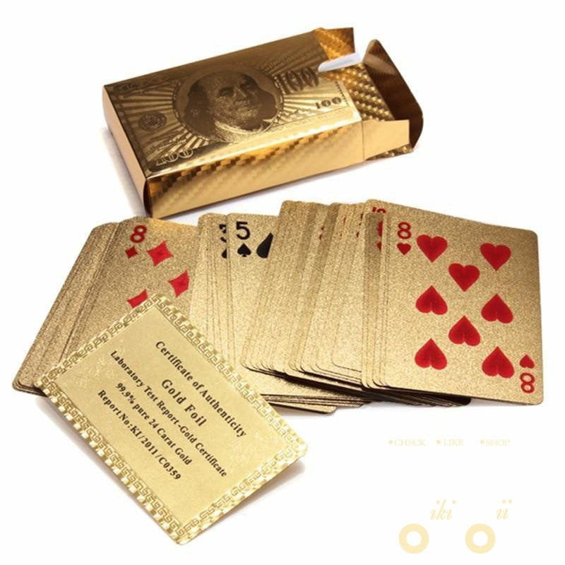 Speelkaarten Verguld met 24K Goud met Houten Doos