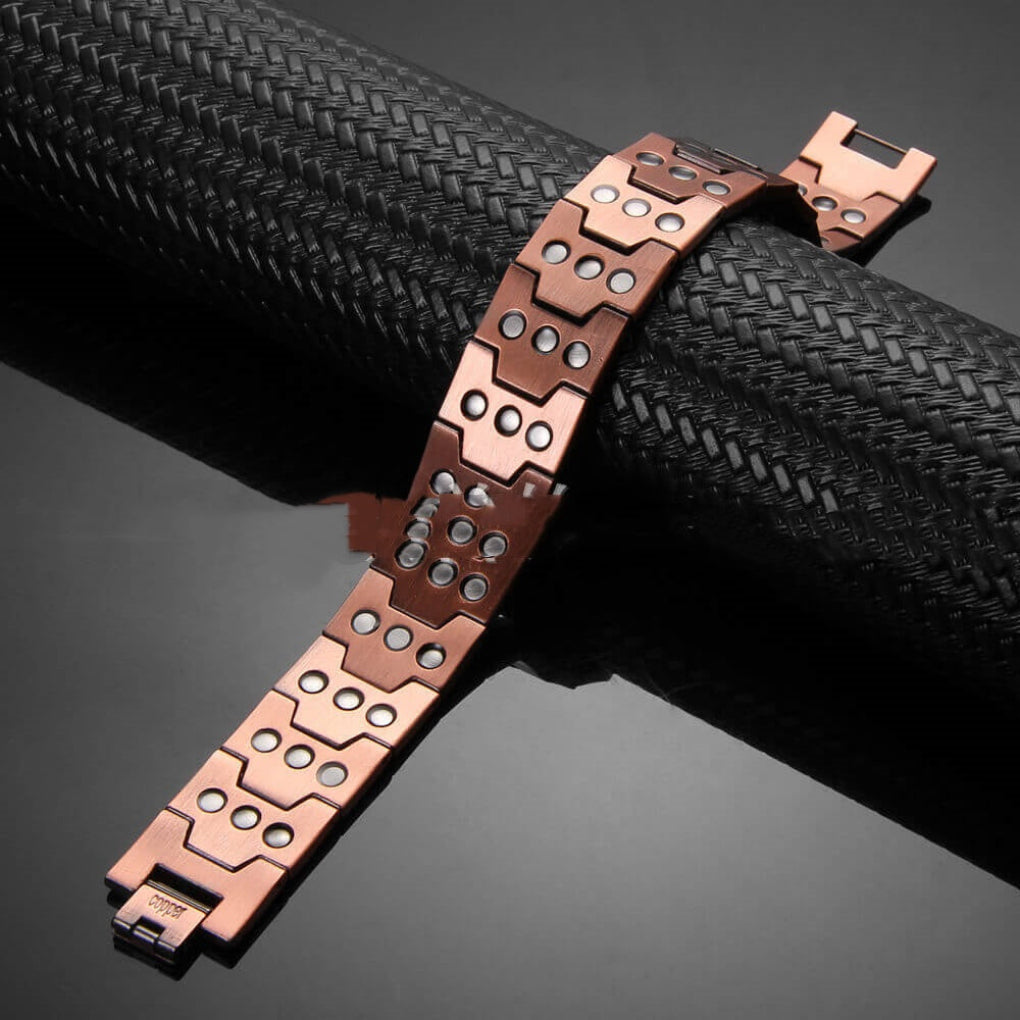 Sleek And Stylish Red Copper Bracelet For Men Wide Magnetic Red Copper Bangle