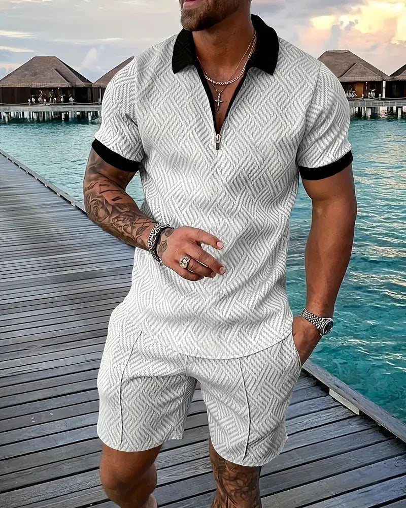 Casual zomertrainingspak met ritskraag