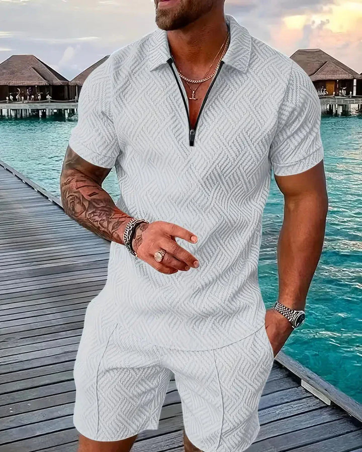 Casual zomertrainingspak met ritskraag