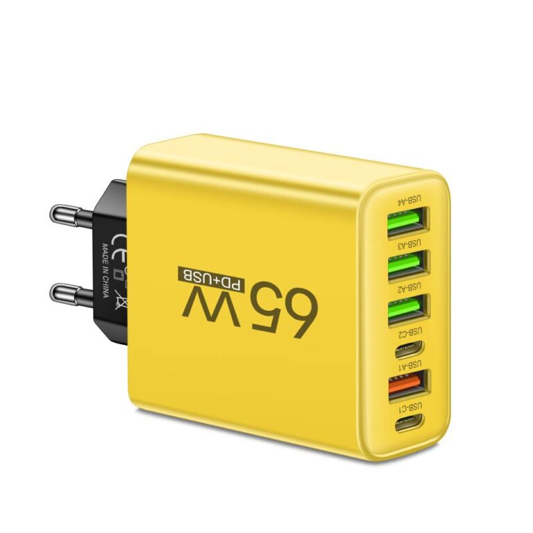 PowerMax 65W 6-in-1 Snellader – Laadt tot 6 apparaten tegelijk op – Ideaal voor thuis, kantoor en op reis
