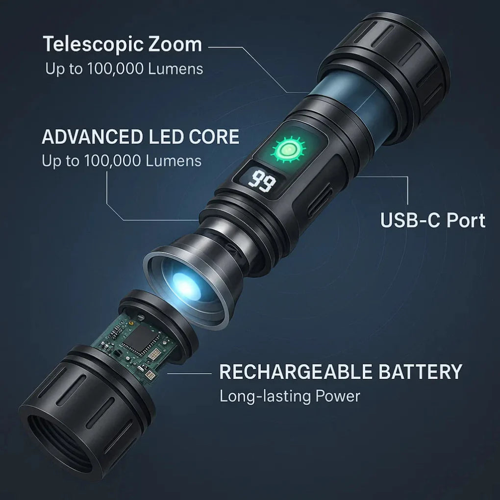 100000 lumen zaklamp