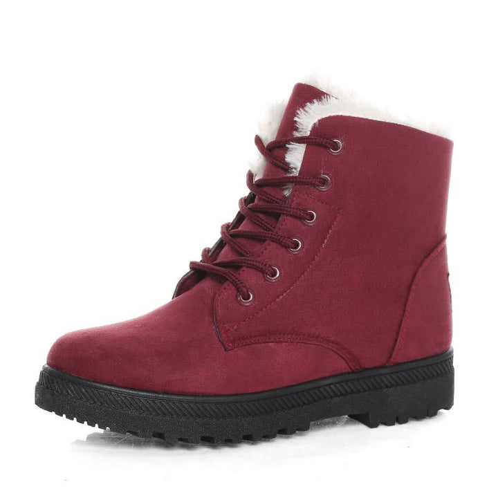 Hoge snowboots voor dames met veters en warme wolvoering