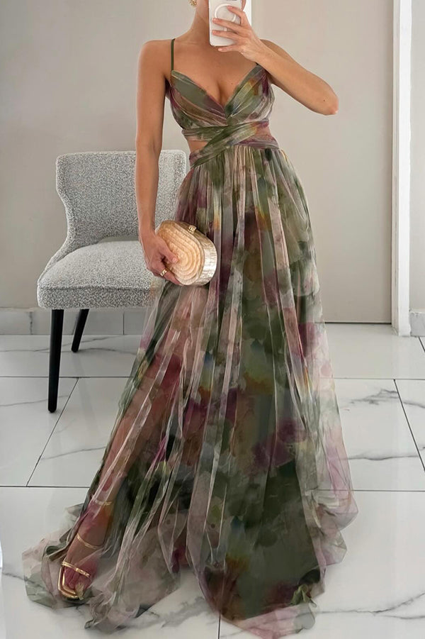 Dames Maxi Jurk Multicolor met V-Hals