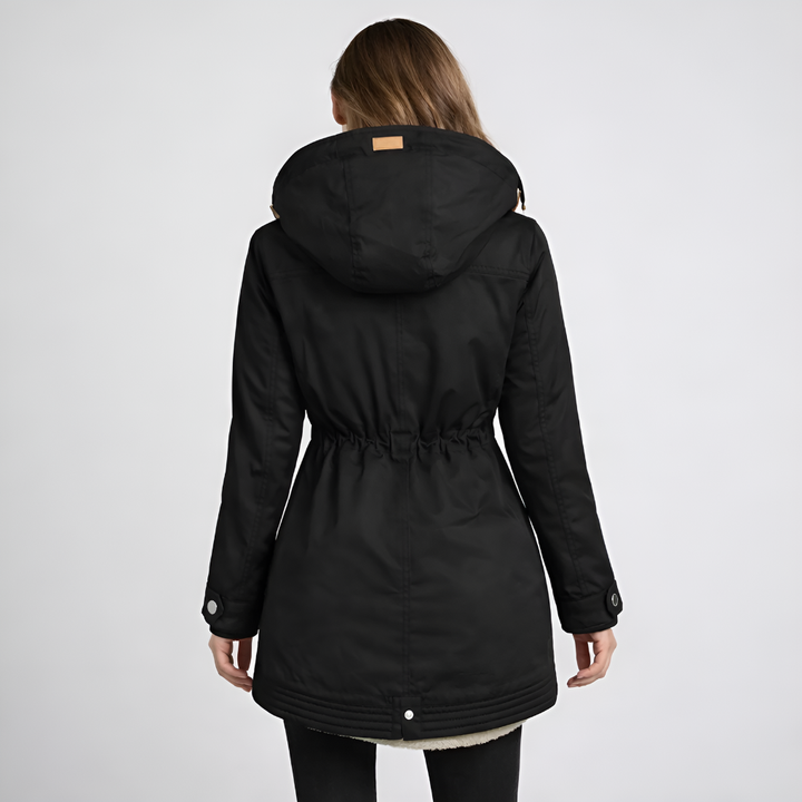 Dames Parka met Gevoerde Kap en Trekkoord Taille