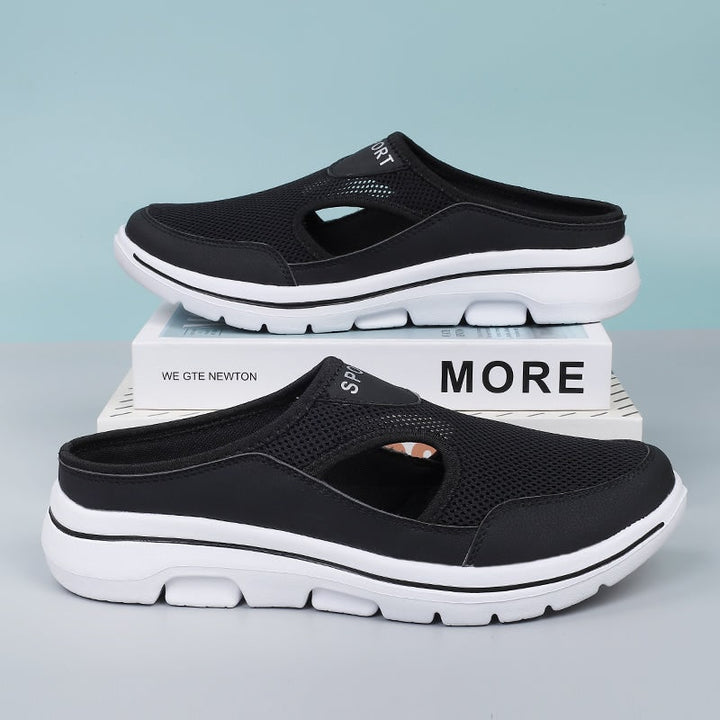 Instapsneakers zonder hiel met ademend mesh en gevoerde binnenzool, instapschoenen