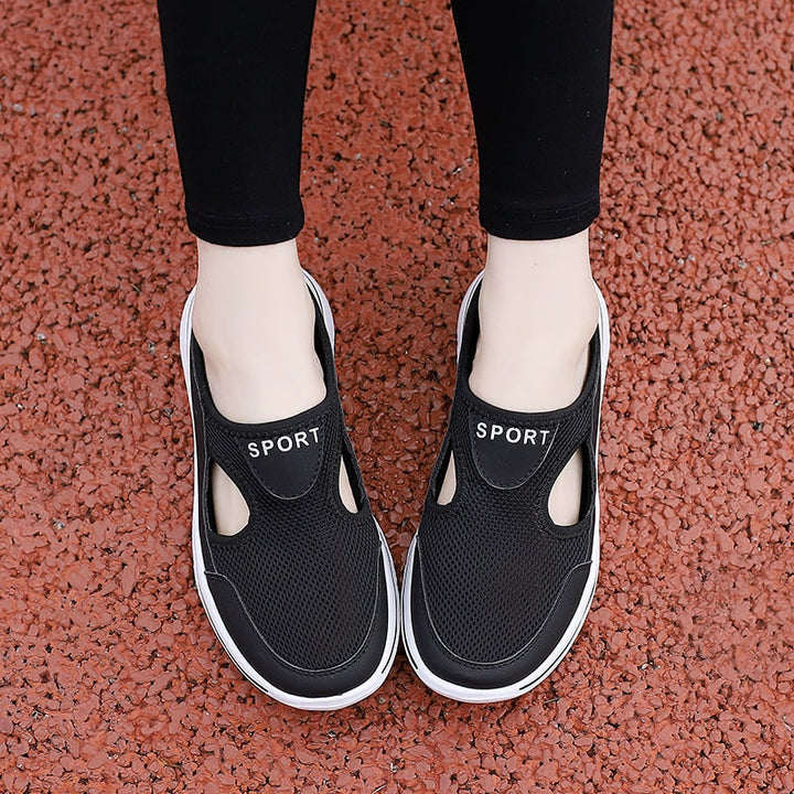 Instapsneakers zonder hiel met ademend mesh en gevoerde binnenzool, instapschoenen