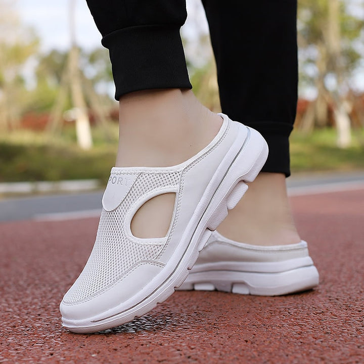 Instapsneakers zonder hiel met ademend mesh en gevoerde binnenzool, instapschoenen