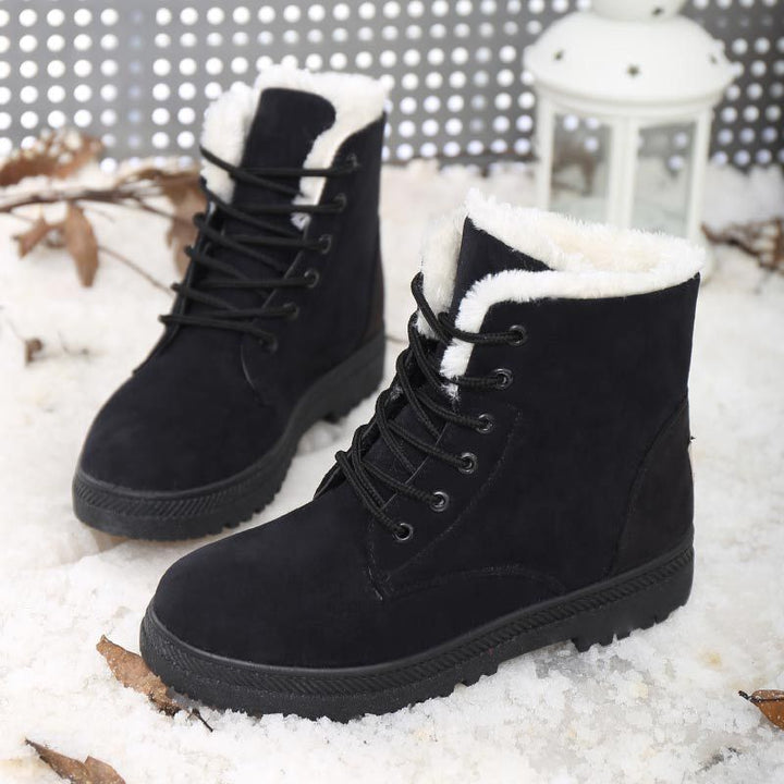 Hoge snowboots voor dames met veters en warme wolvoering