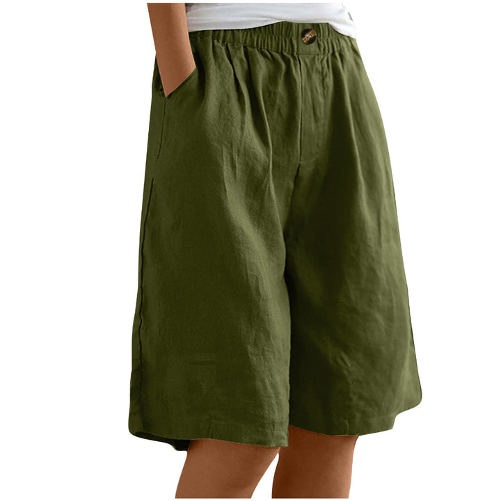 Women's Cotton And Linen Cropped Loose High Waist Shorts