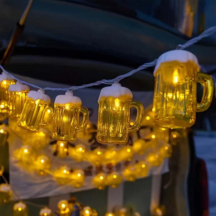 Bierpul-lichtsnoer met warmwitte led op batterijen, sfeerlichtjes voor Oktoberfest-feestdecoratie