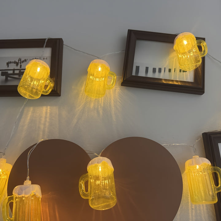 Bierpul-lichtsnoer met warmwitte led op batterijen, sfeerlichtjes voor Oktoberfest-feestdecoratie