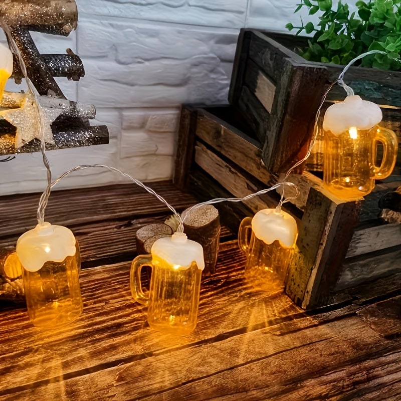 Bierpul-lichtsnoer met warmwitte led op batterijen, sfeerlichtjes voor Oktoberfest-feestdecoratie