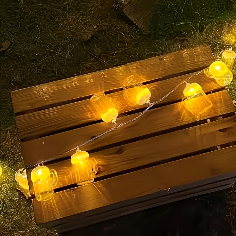 Bierpul-lichtsnoer met warmwitte led op batterijen, sfeerlichtjes voor Oktoberfest-feestdecoratie