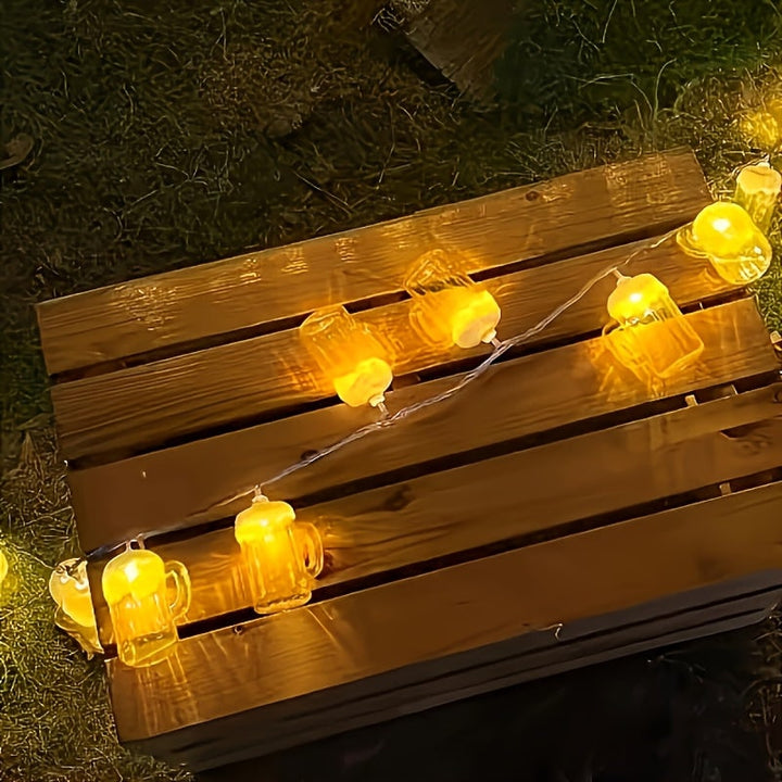 Bierpul-lichtsnoer met warmwitte led op batterijen, sfeerlichtjes voor Oktoberfest-feestdecoratie