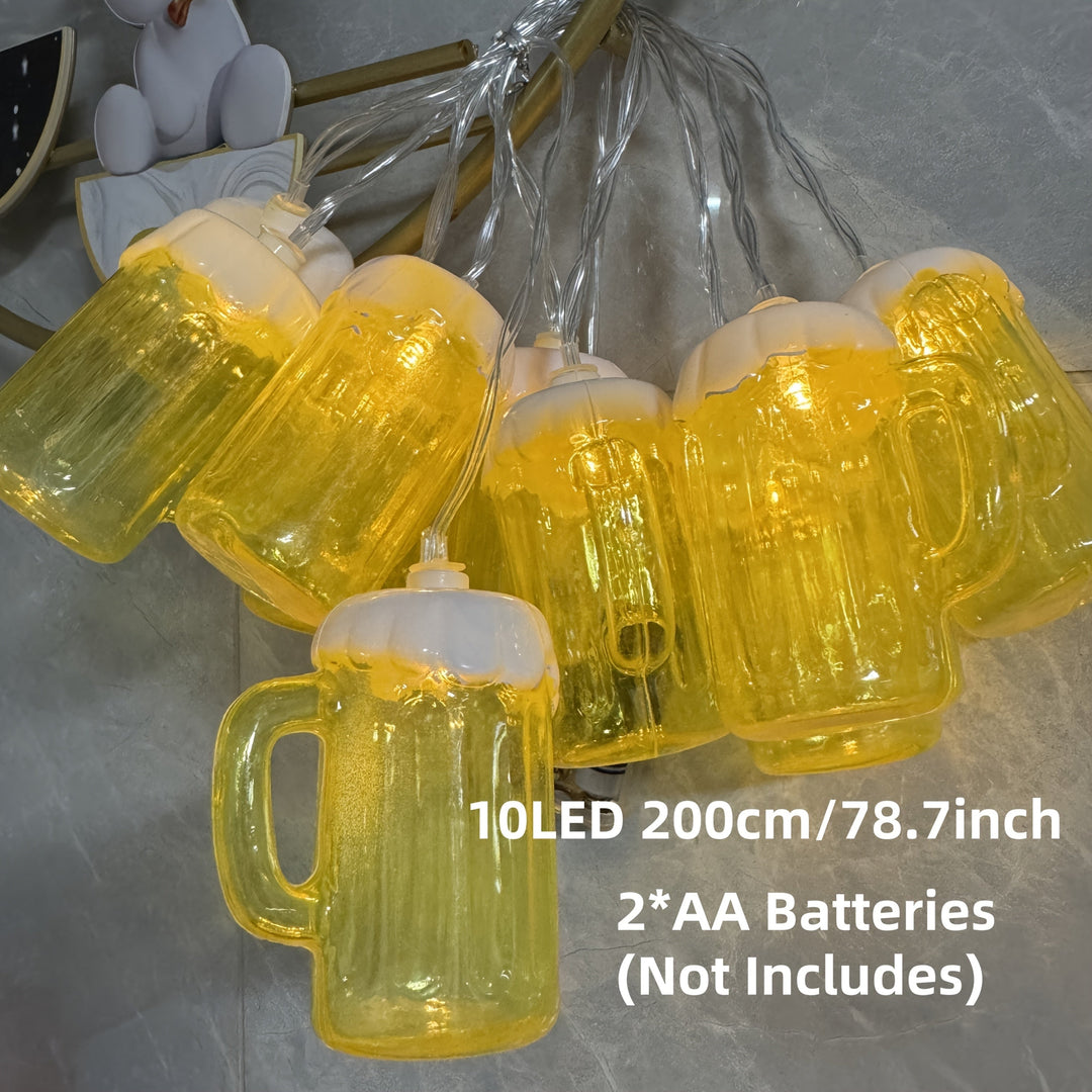 Bierpul-lichtsnoer met warmwitte led op batterijen, sfeerlichtjes voor Oktoberfest-feestdecoratie