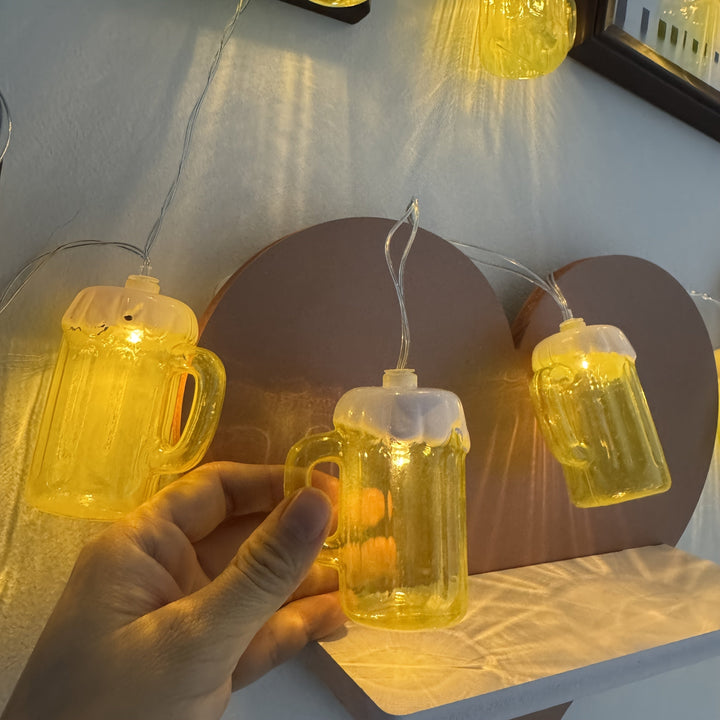 Bierpul-lichtsnoer met warmwitte led op batterijen, sfeerlichtjes voor Oktoberfest-feestdecoratie