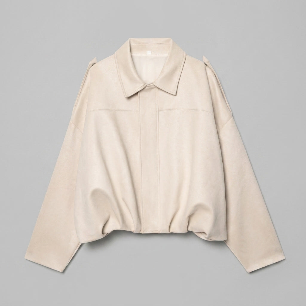 Dames Suède Bomberjack Cropped met Getailleerde Pasvorm