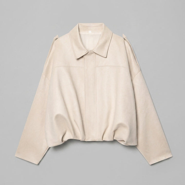 Dames Suède Bomberjack Cropped met Getailleerde Pasvorm