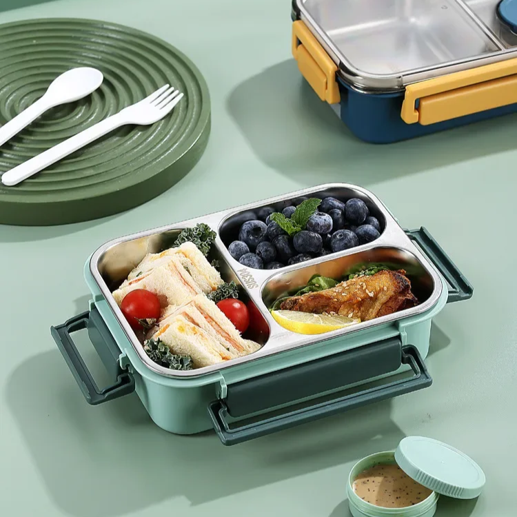 Bento Lunchbox met Roestvrijstalen Vakken, Lekvrij en Draagbaar