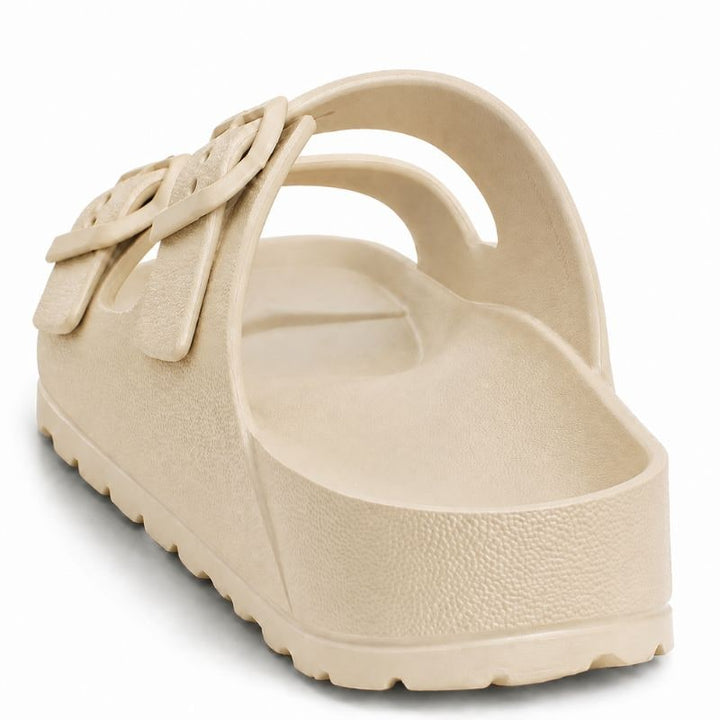 Zwarte orthopedische plateau-slippers met gevoerd EVA-schuim en verstelbare gespen