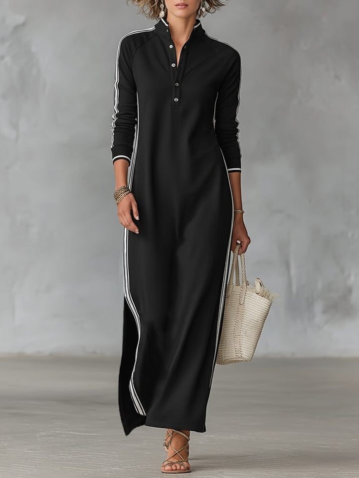 Maxi-sweaterjurk met overhemdkraag voor dames