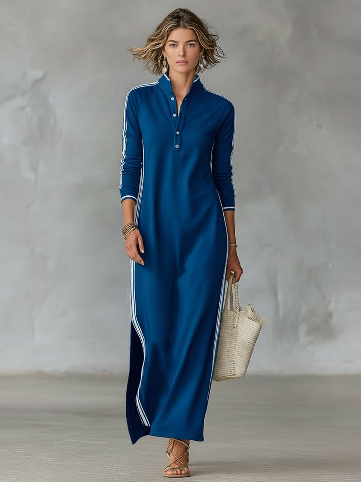 Maxi-sweaterjurk met overhemdkraag voor dames