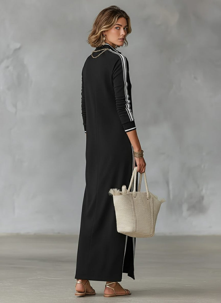 Maxi-sweaterjurk met overhemdkraag voor dames