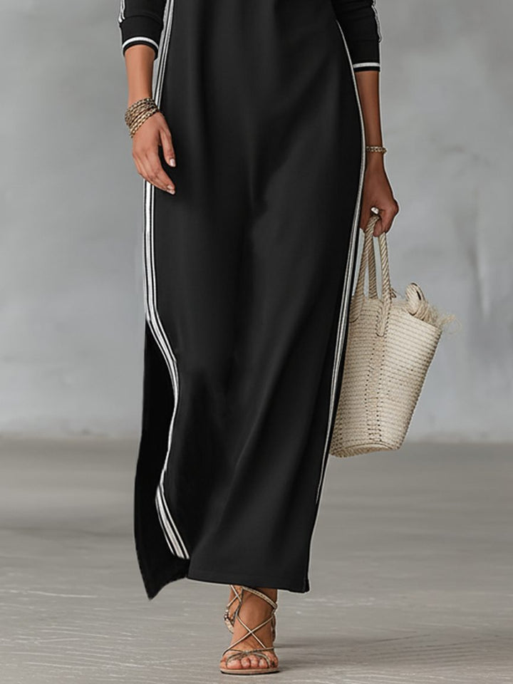 Maxi-sweaterjurk met overhemdkraag voor dames