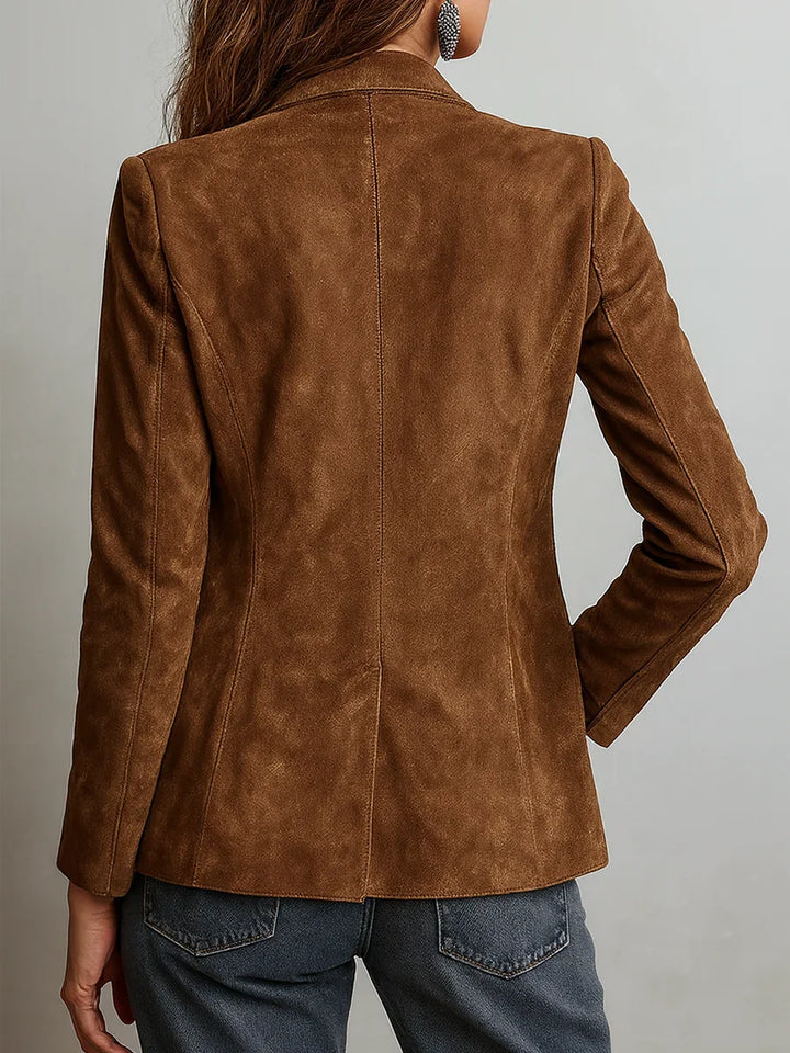 Suède blazer met knopensluiting
