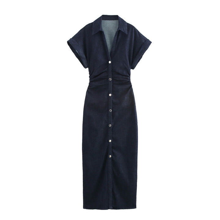 Getailleerde denim midi-jurk voor dames